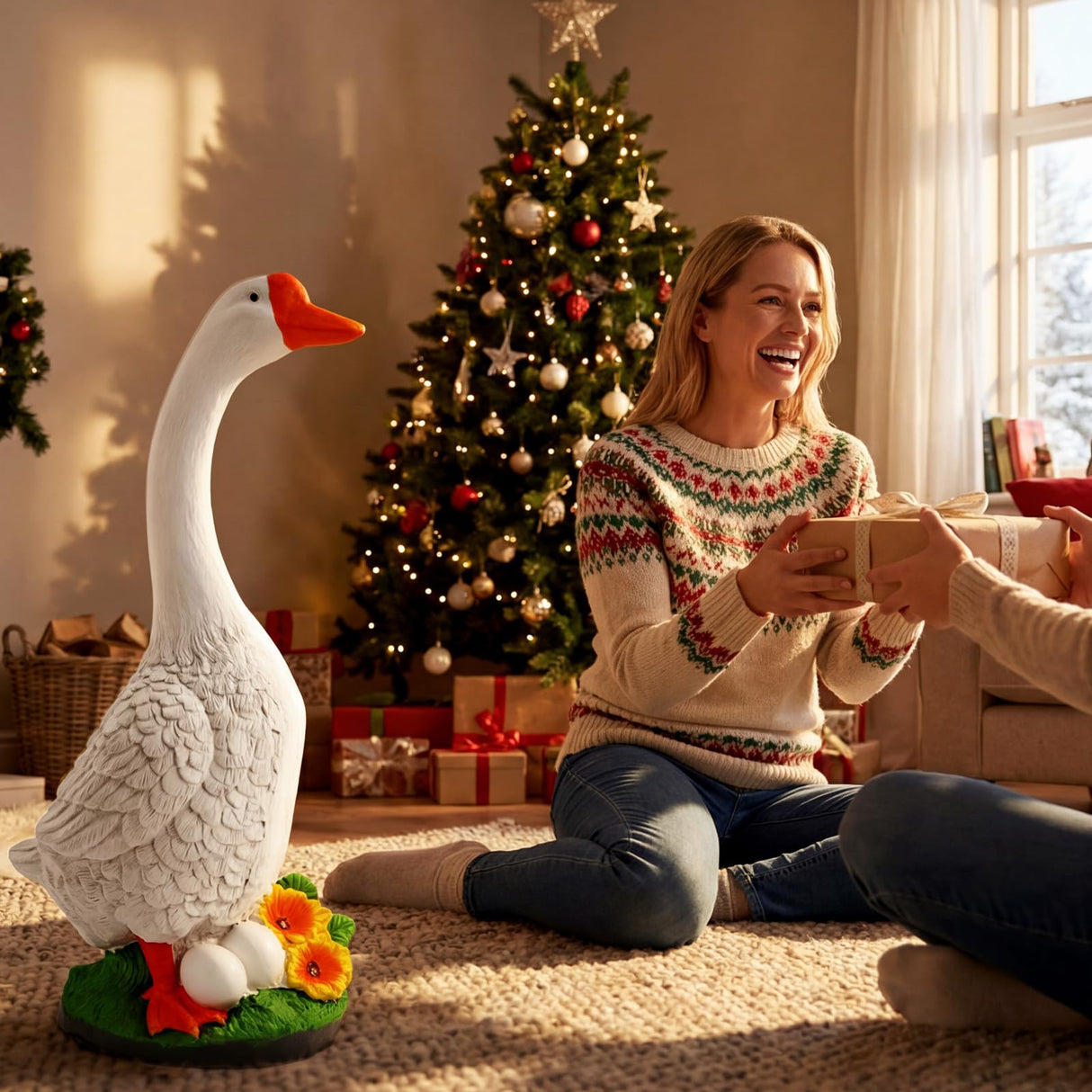 vchin Large Porch Goose Statue, 23 inch Large Porch Goose Statue, Suitable for Porch, Balcony, Courtyard, Garden, Lawn Decor Unique Housewarming Gift
