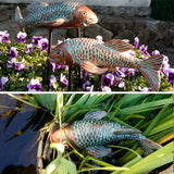 VKEVOC Set of 2 Antique Koi Fish Statue, Outdoor Garden Sculpture for Patio, Backyard, Pond, and Home Decor