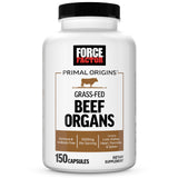 FORCE FACTOR Primal Origins Beef Organ Supplement Made with Pasture-Raised, Grass Fed & Including Beef Liver, Kidney, Heart, Pancreas, & Spleen, Hormone Free, Non-GMO, 150 Capsules