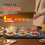 Warming Mat for Food 5 Temperature Settings Silicone Food Warming Mat Roll up Food Warmer with Full Surface Heating Warming Pad Electric Warming Tray for Buffets Party Home (Blue)