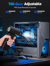 Compressed Air Duster 130000RPM Electric Duster with LED Light, 100 Gear Adjustable Rechargeable Cordless Air Blower Cleaning Tool for Keyboard,Electronic Devices,Car, Christmas Gifts for Men,Black