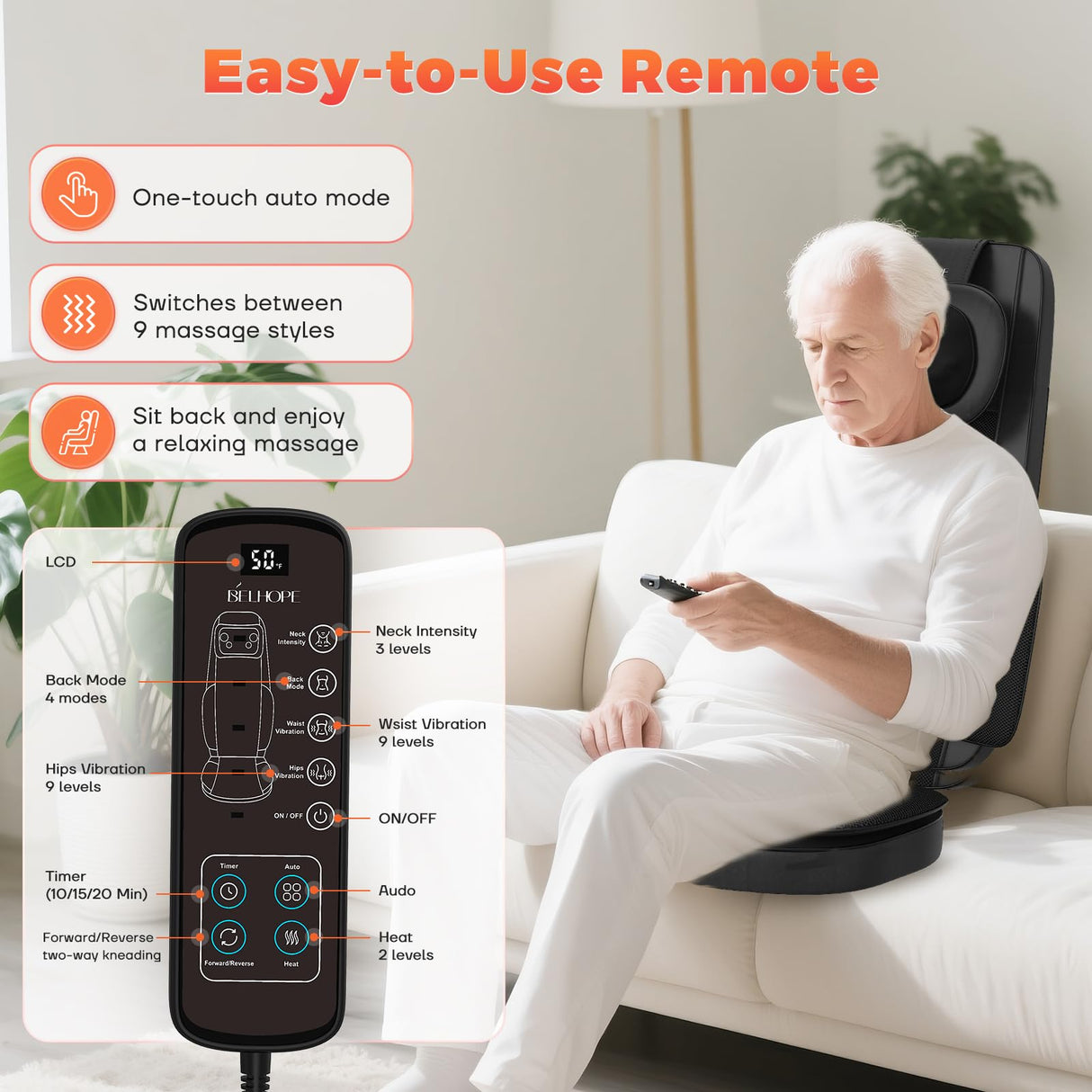 Shiatsu Neck and Back Massager with Heat, 4D Kneading Back Massager for Pain Relief Deep Tissue, Comfortable Back Massage for Chair, Massager for Home Office, Christmas Gifts for Women Men Parents