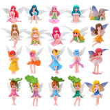 GGSTDDUP 20 Pcs Miniature Fairy Figurines, Hand-Painted Small Flower Fairies with Wings for Garden Decor, Cake Topper & Landscapes
