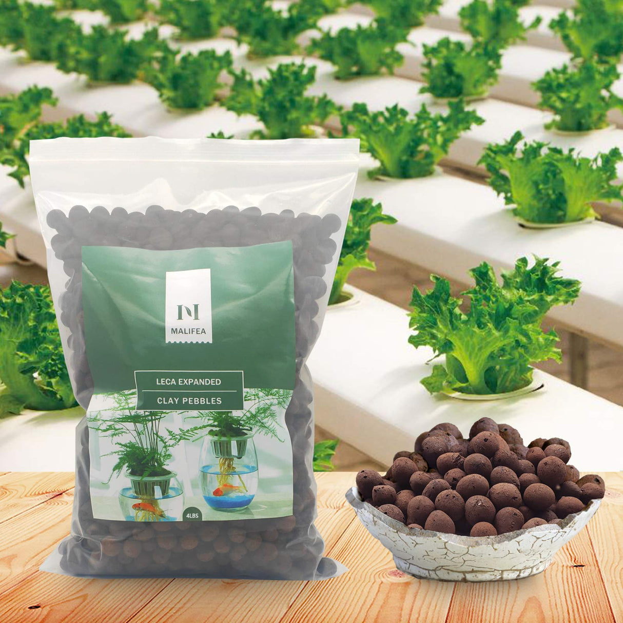 Malifea 4LBS Leca Expanded Clay Pebbles Hydroponics Supplies for Indoor Garden Plants (4LBS)