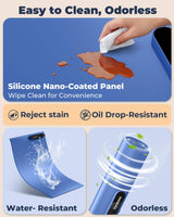 Warming Mat for Food - Space-Saving, Fits Two Baking Dishes, 7 Temp Settings, 4h Auto Shut-Off, Durable Silicone Surface, Easy to Clean, Perfect for Parties and Everyday Use (Blue, Medium)