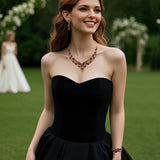 BriLove Wedding Bridal Jewelry Set for Women Bride Bridesmaid Deep Amethyst