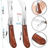 MIDOUWEST Garden Grafting knife,Stainless Steel Double Blades Rosewood Handle Pruning Knife,3 Grafting Tape Buddy Tape for Fruit Trees,Gardening Grafting Tool