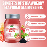 QANLOI 15OZ Strawberry Flavored Sea Moss Gel, 15-in-1 Ingredient, Rich in Ashwagandha, Vitamins and Minerals, Promotes Metabolism & Improves Digestion