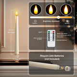 Meigic 12 Pcs Flameless Taper Candles with Remote, Timer, Plastic Battery Operated Window Candles, 9.6 Inches Ivory LED Candlesticks, for Halloween Christmas Home Decoration