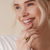 PAVOI 18K Gold Plated Three Stackable Ring Set - White Gold