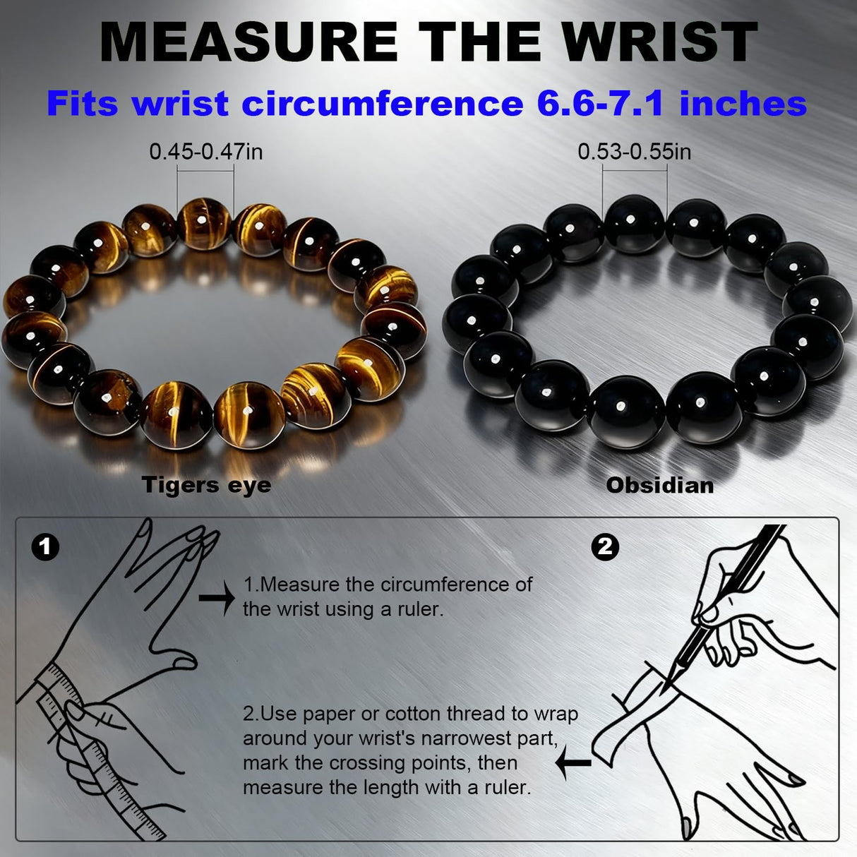 Ruishupin Natural obsidian bracelet,Tigers eye black obsidian 8/10/12/13mm
