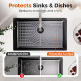 Snuggery Silicone Sink Protector for Kitchen Sink 28" x 15" – Flexible Sink Mat, Heat Resistant Grid, Non-Slip Rack, Easy to Clean Dishwasher Safe – Fits Farmhouse, Single & Double Bowl Sinks