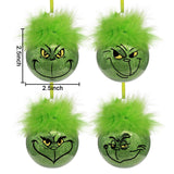 Bunny Chorus Christmas Decorations Indoor: 12pcs Cute Green Elf Christmas Tree Ornaments with Fuzzy Hair, Hanging Thief Monster Xmas Balls for Tree Fireplaces Garland, Kids Home School Office Decor