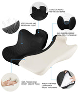 Extra Large Memory Foam Seat Cushion Thick for Long Sitting Office Chair Pressure Relief Tailbone Pain Relief Height Adjustable with Retaining Strap for Office, Gaming Chair, Car, Wheelchair