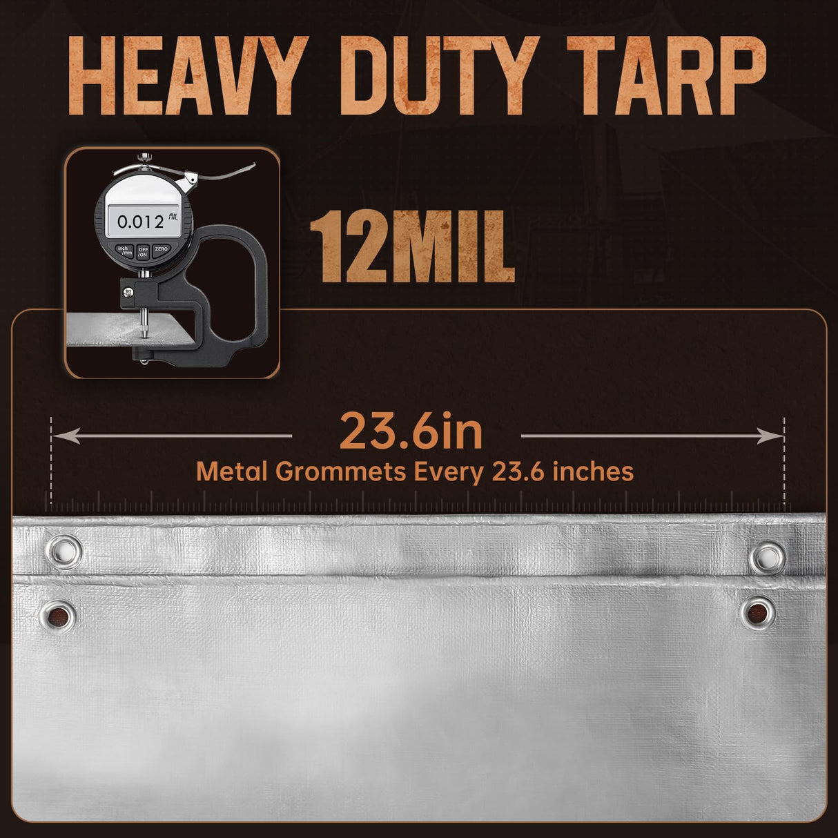Spacever Tarp Heavy Duty 30x40 FT, 12 Mil Thick Large Tarps Water-Proof with Grommets, UV& Tear Resistant, Plastic Cover for Pool Roof Tent Outdoor Firewood, Silver& Brown