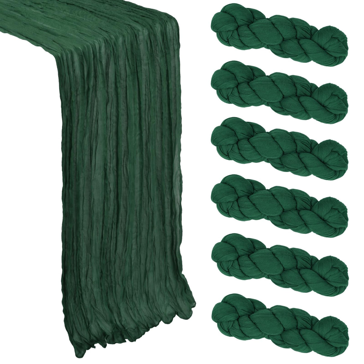 6 Pack Christmas Table Runner Emerald Green Cheesecloth 10Ft Gauze Cheese Cloth Table Runner 35x120 Inch Boho Sheer Rustic Fabric for Party Decor Baby Shower Wedding Home Holiday Decorations