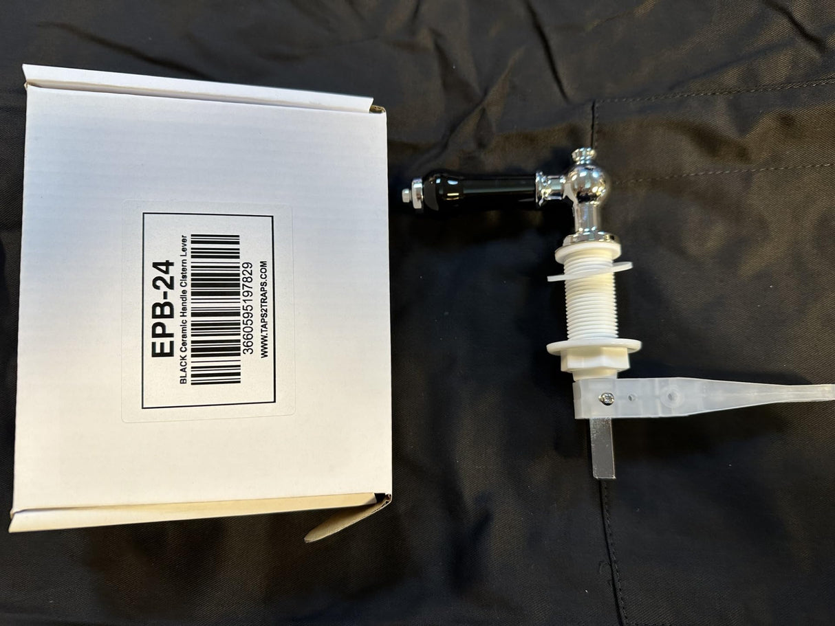 Taps2Traps Designer Black Ceramic Cistern Lever with Chrome Details, Fits Most Cisterns Made