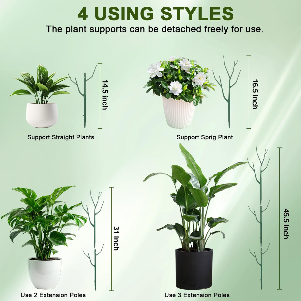 Qaobo 10 Pack Stackable Plant Support Stakes, Climbing Plant Support Structures for Monstera, Pothos, Philodendron Garden Plant Stakes for Indoor Outdoor Plants