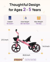 KRIDDO Toddler Tricycle for Toddlers Age 2-5, Tool-Free Trike