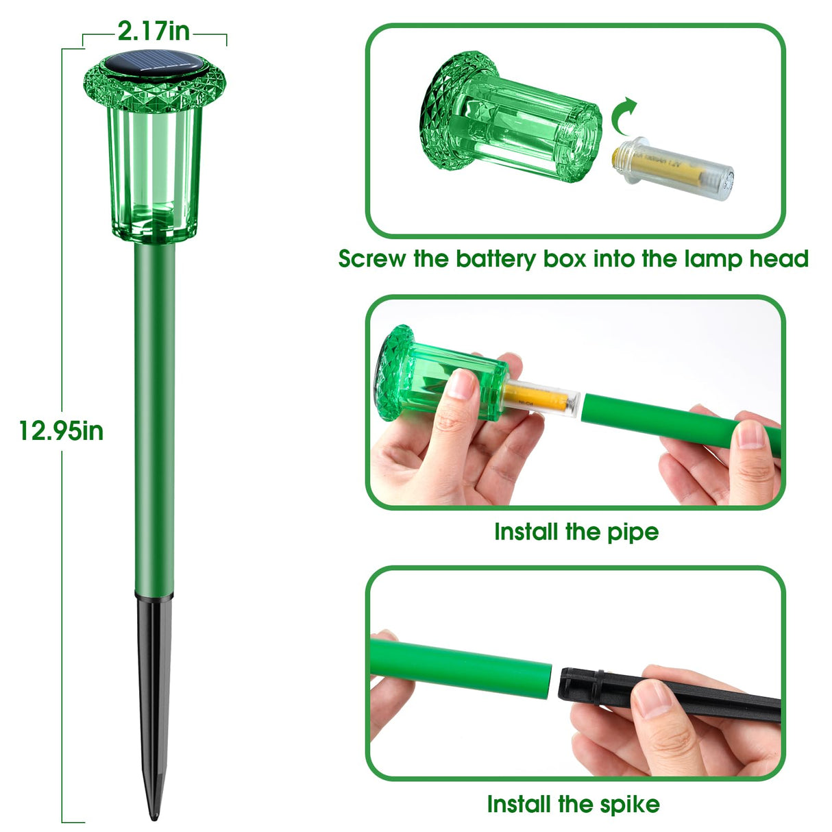 Eyrosa Solar Outdoor Lights, St Patricks Day 10 Pack Solar Pathway Lights Outdoor Waterproof, Stainless Steel Stake Lighting for Garden Yard Path Walkway Driveway Patio Lawn Outside Décor,Green