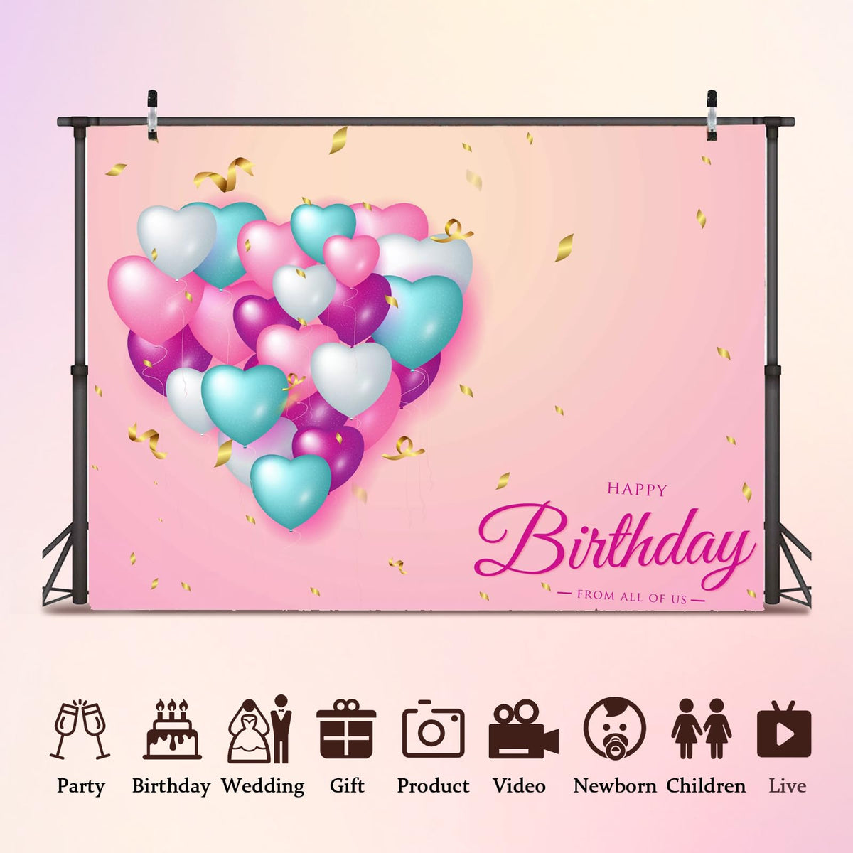 Giohotival 8x8ft Custom Backdrop Personalized Photo Backdrop with Picture Backdrop for Photography, Gift for Christmas, Birthday, Wedding, Graduation, Valentine's Day (96x96in)