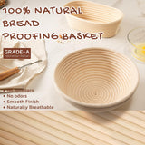 Astercook Sourdough Starter Kit with Round & Oval Banneton Bread Proofing Basket, Starter Jar, Dough Whisk, Scrapers, Stencils, Complete Sourdough Bread Baking Supplies, Fathers Day Gift for Men