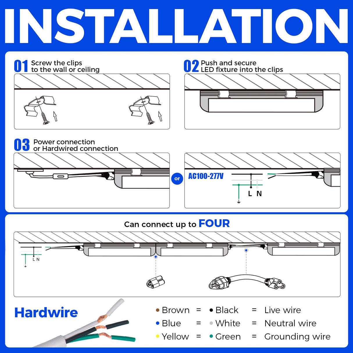 Barrina LED Shop Lights, 8FT 72W 10000LM 5000K, Daylight White, V Shape, Clear Cover, High Output, Linkable, T8 LED Tube Light, for Garage 8 Foot with Plug (Pack of 10)