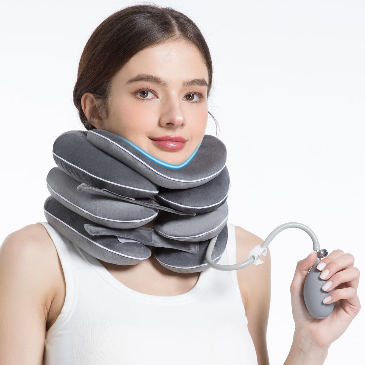 WellSync Inflatable & Adjustable Neck Traction Device with Neck Brace ...