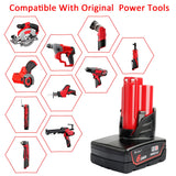 waitley 2 Pack 12V 6A Replacement Battery Compatible with Milwaukee 12V Power Tools (Not Made in Milwaukee)