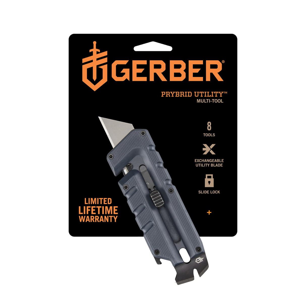 Gerber Gear Prybrid Utility Knife with Pocket Clip, Box Cutter Retractable Blade, Heavy Duty Utility Razor with Pry Bar, Bottle Opener, and Wire Stripper, Multi tool Pocket Knife, Blue with Clip