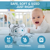Love By Emi Sleep Soother White Noise with Heartbeat Tiger Plush & Lullaby, 4-in-1 Sound Machine, Security Blanket, Pacifier Holder, Baby Gift Registry Essential for Newborns, Infants & Toddler