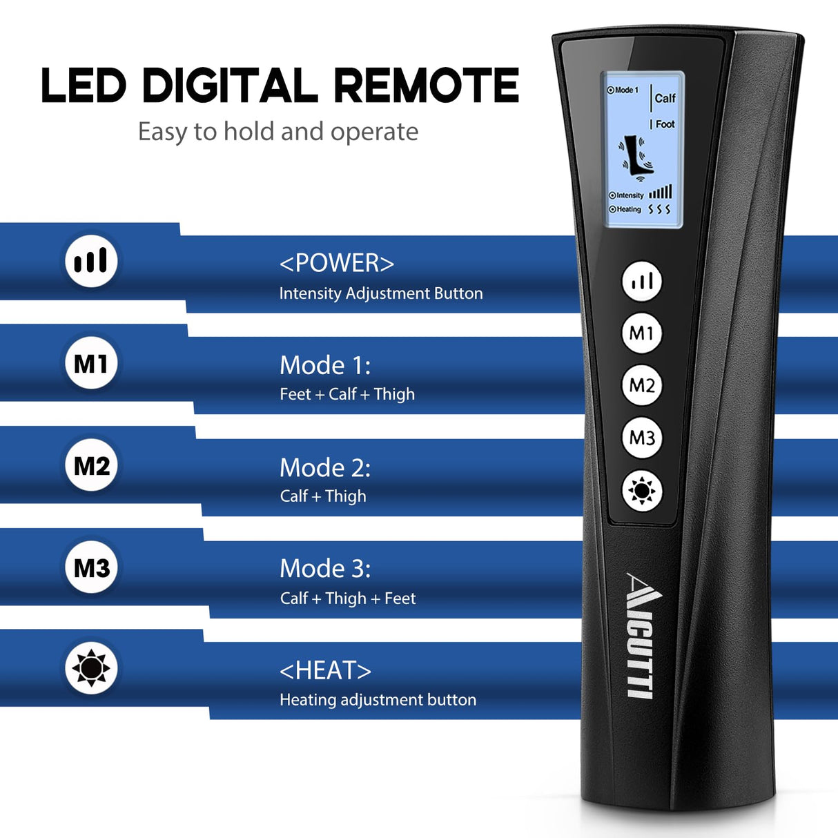 AICUTTI Air Compression Leg Massager with Heat - Circulation Booster for Foot, Calf, Knee & Thigh Pain Relief - Gifts for Women, Men, Dad, & Mom for Mother's Day, Father's Day, Birthdays & Christmas