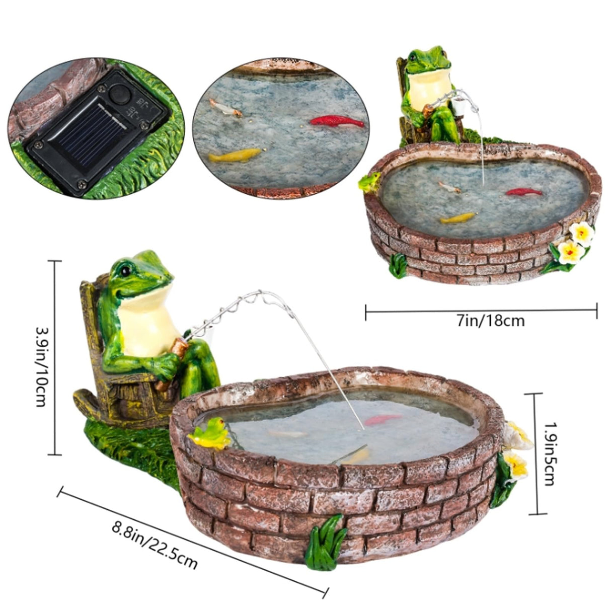 RPYFMMKPF Solar Frogs for Outdoors, Fishing Frog-Shaped Garden Decor, Patios, Yards, and Lawn Ornaments Frog Gifts for Women