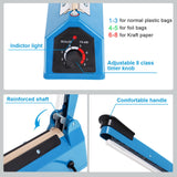 16 Inch Impulse Heat Sealer Machine for Plastic Bags PE PP Bags and Kraft Paper Bag, Cookie Bag Sealer, Manual Poly Bag Hot Seal Sealing Machine with Extra Replace Element Grip