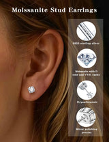 Mossanite stud earrings GRA 925 sterling silver(5mmSilver)