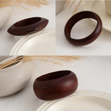 Hclian 3 Pcs Dark Brown Wooden Bangles Bracelets Set Chunky Stackable Statement Bracelets for Women Wide Irregular Geometric Bangles Jewelry Gift