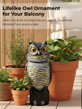 Pestvanish Garden Fake Owl Sculpture with 360° Rotating Head, Waterproof Moving Garden Owl, Outdoor Statue for Yard Patio Balcony Roof Barn Driveway
