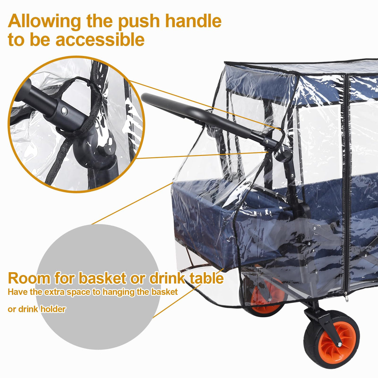 Waterproof Collapsible Wagon Rain & Sun Cover - Windproof UV-Resistant Canopy for Stroller/Trolley/Cart Accessories, Suit for Camping Picnic Garden Use