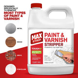 MAX Strip Professional Strength Paint and Varnish Stripper - 1 Gallon - Strips Paint, Latex, Polyurethane, Shellac, Varish, Acrylic and More - No Methylene Chloride No NMP Powerful No Drip Gel Formula