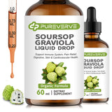 Purever Soursop Graviola Liquid Drop for Cell Support & Regeneration, Immune System and Gut Health Support, Soursop Bitters Liquid, Herbal Goodness, Sugar/Gluten Free, Natural Flavor, 2 Fl Oz