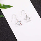 USA Flag Patriotic 925 Sterling Silver Star Earrings for Women