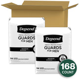 Depend Guards Incontinence Pads for Men, Maximum Absorbency, 168 Count (2 Packs of 84), Packaging May Vary