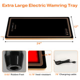 Electric Warming Tray for Food (Long 24x12 Inches), Warming Trays with 12 Temp-Settings,Built-in Thermostat and Full Surface Heating,Versatile Food Warmers for Parties Buffet,Gatherings,Daily Use