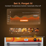 CAMMOO 133Qt 5-Tier 900W Commercial Food Warmer w/ 304 Blued Stainless Steel Heating Element, Double-Tempered Glass Door, Adjustable Shelf, Electric Catering Hot Box Countertop Heated Holding Cabinet