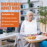 Nonley Disposable Adult Bibs 100 Pack - Disposable Dining Bibs for Adults - Waterproof Oil-Proof Plastic Bib for Elderly Women and Senior Men Eating