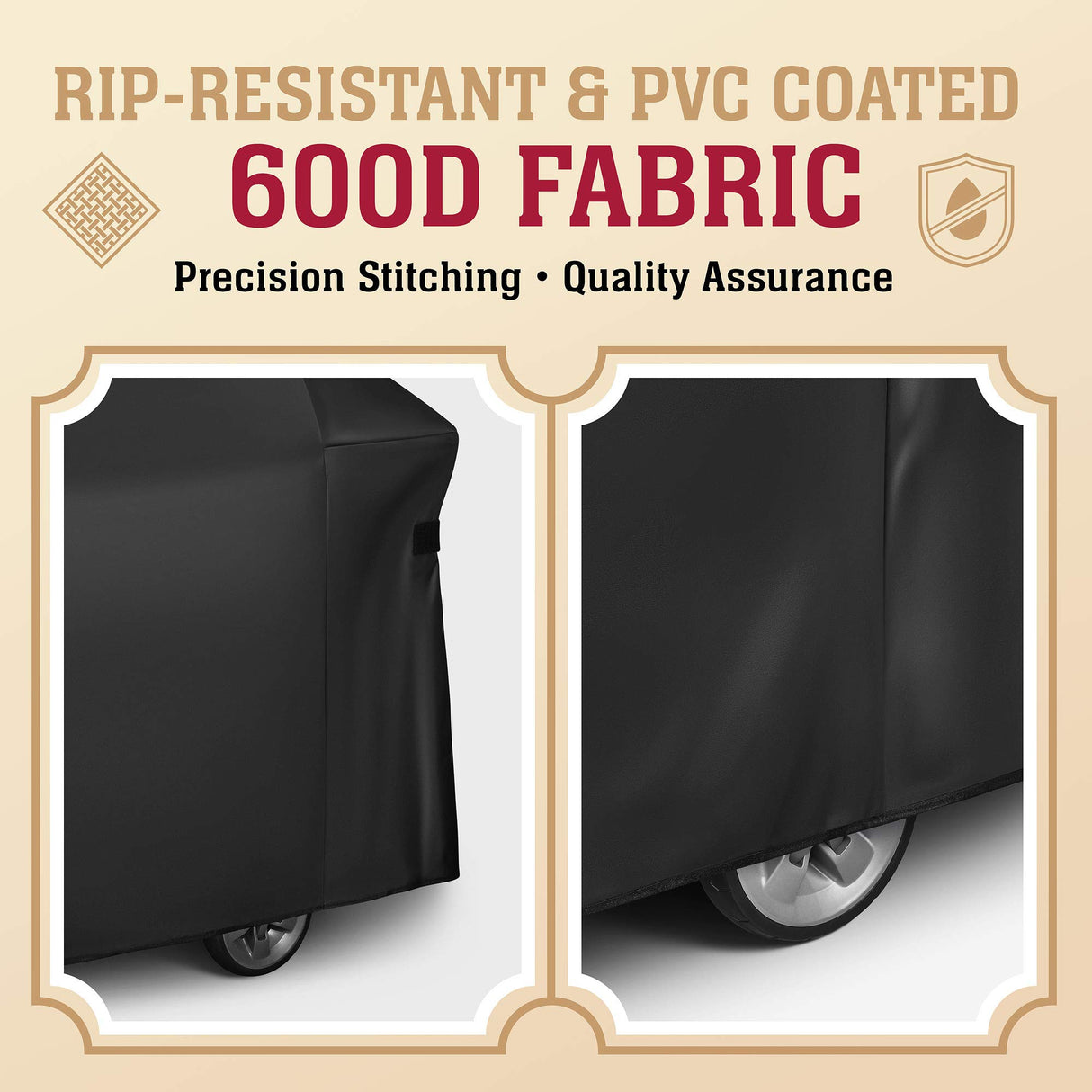 Texas Grill Covers - Grill Cover for Weber Spirit II 300, Sprit 300 and Spirit 200 Series / 7106 - Heavy Duty/Rip-Proof UV Resistant Fabric - Grill Brush and Barbecue Tongs Included- Black