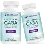 ChritBubble Liposomal GABA Supplements 1000mg with L-Theanine 200mg,High Absorption,Ashwagandha,Chamomile,Tart Cherry Herbal Supplement for Adults,120 Softgels,Non-GMO,Gluten Free