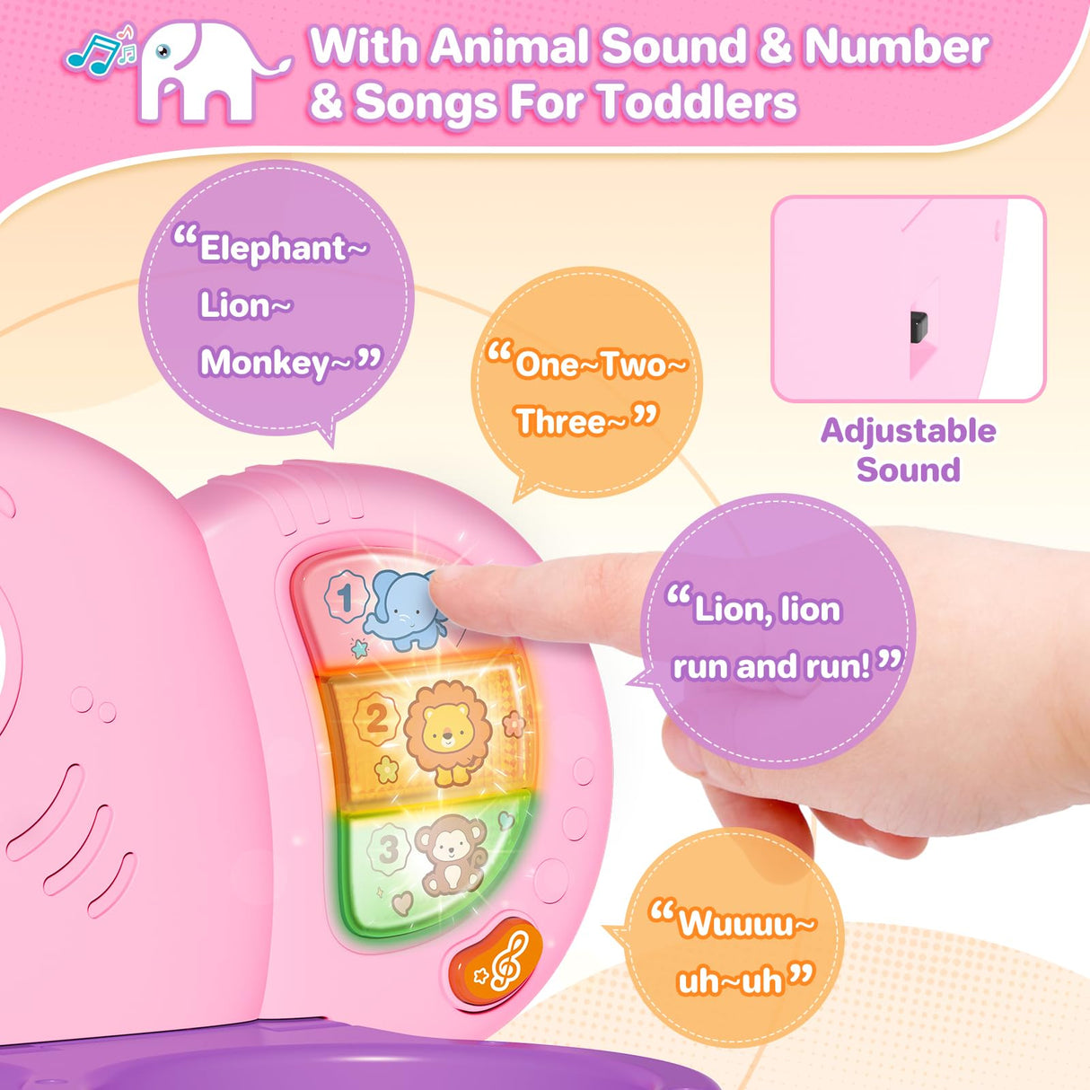 Shemira Toddler Basketball Hoop & Soccer Goal Activity Center Toys with Light & Music,Elephant Toddlers Musical Toys Gift, Baby & Toddlers Christmas Birthday Gift for 1 2 3 Year Old Boys & Girls