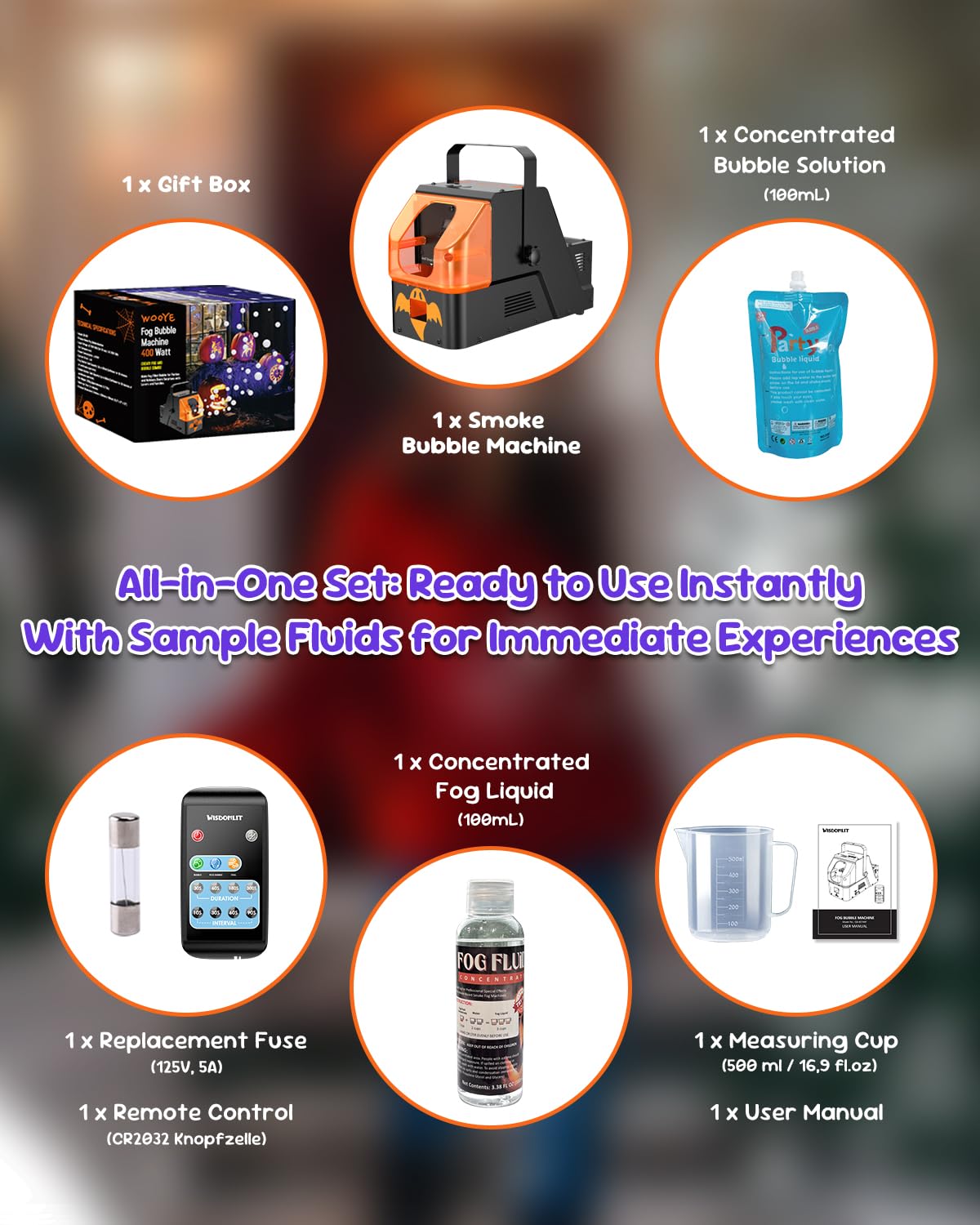 Fog Machine, 400W Fog Bubble Machine with Wireless Remote Control, 3 in 1 Smoke Bubble Machine, Bubble Fog Combo for Indoor Outdoor Events Party Wedding Birthday Halloween Christmas