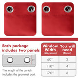 MIULEE Christmas Blackout Curtains 84 Inches Long for Bedroom Living Room Thermal Insulated Room Darkening Grommet Top Solid Light Blocking Drapery Set of 2 Window Panels Red